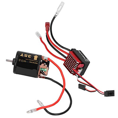 Generic Smooth Operation 540 Brushed Motor 360A ESC Quality Brushed Motor ESC for 1/10 RC Car Model Aluminum Alloy + Plastic Black Red (35T)