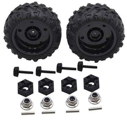 Blomiky 2 Pack 3.3 * 1.85 Inch Wheel Tires 12mm 4 Pack Hexes M4 Locknus and 10 * 2mm Pins 2.6mm Locknuts for Some 1/14 1/16 1/18 1/20 Scales XLH HBX RC Trucks / Q903 Tire Hex Pin