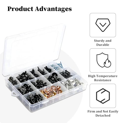 160 Pack Metal 14-Size Phillips Round-Head Self-Tapping Screw Kit | body bumper and hood applications, vehicle retainer mounting, fits SUVs RVs and cars, automotive fastening hardware
