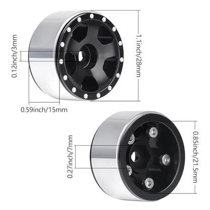 HobbyPark 1.0 Beadlock Wheels for TRX4M AX24 SCX24 FCX24 Enduro24 1/18 1/24 RC Crawler Car (Style A) - style: Style A