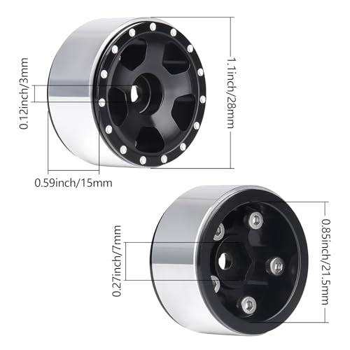 HobbyPark 1.0 Beadlock Wheels for TRX4M AX24 SCX24 FCX24 Enduro24 1/18 1/24 RC Crawler Car (Style A) - style: Style A