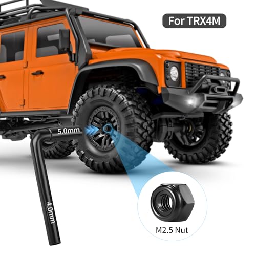 HobbyPark 2 in 1 H4 H5 L Hex Nut Driver with M2 M2.5 Locknuts for TRX4M High Trail Axial SCX24 FCX24 FCX18 Crawler Beadlocks Wheels Rims Nuts