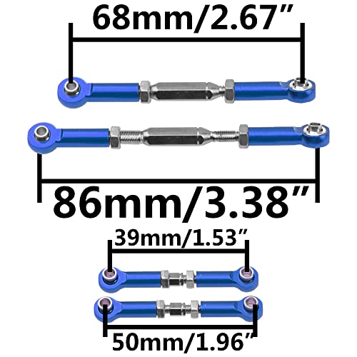 7PCS ShareGoo Adjustable Turnbuckles Camber Links Steering Linkage Rod Ends Sets Compatible with Traxxas Slash 4X4 / 2WD 1/10 RC Car Upgrade Parts (Blue) - color: Blue