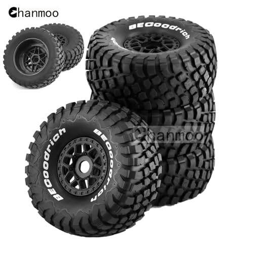 1/8 RC Short Course Truck Tires And Wheels 17mm Hex OD 140mm 1/7 All Terrain Off Road Tyres For 1:7 1:8 RC Buggy Truck Car HSP TRAXXAS UDR DF7 FS Atom ARRMA Mojave YK4072 DF7 4PCS (Black) - color: Black