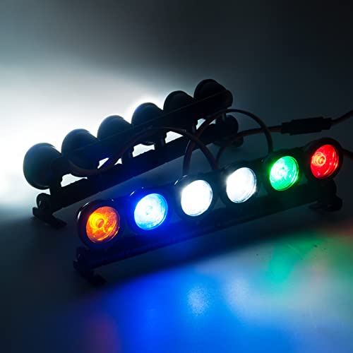 RC Car LED Light Bar Headlight Roof Lamp Kit 6 LEDs Body Shell Roof Lights for TRX4 SCX10 90027 SCX10 II 90046 D90 1/10 RC Rock Crawler Car Upgrades (Multicolor) - color: Multicolor