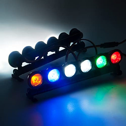 RC Car LED Light Bar Headlight Roof Lamp Kit 6 LEDs Body Shell Roof Lights for TRX4 SCX10 90027 SCX10 II 90046 D90 1/10 RC Rock Crawler Car Upgrades (Multicolor) - color: Multicolor