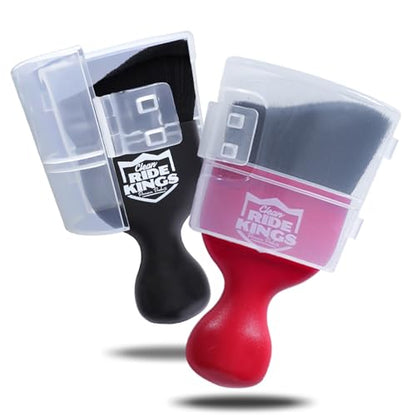 Car Interior Detailing Brush - Black & Red, 2 Pack | Cleans auto air vents, knobs & seat seams. Soft bristles with protective cover. Perfect vehicle care gift for men & women. - color: Red