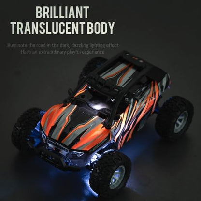 Mini RC Car for Adults, 4WD Off Road Remote Control Truck High Speed 20KMH Rechargeable Battery RTR Gift for Teen Birthday Christmas - color: Orange