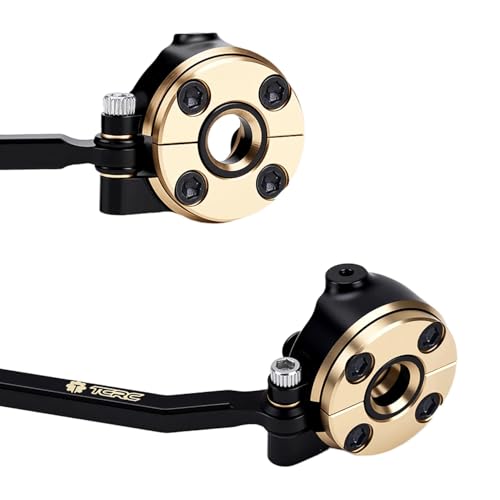 Brass Front Steering Knuckles w/Adjustable Steering Block Weights&Steering Link 19g/Set for Redcat Ascent-32 1/32 RC Crawler Car Upgrades,Black Coating