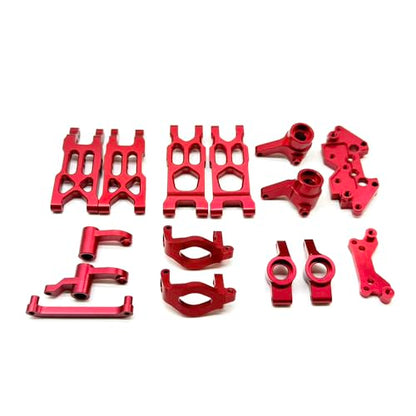 15Pc/Set Compatible with HAIBOXING 1/18 RC Car Parts, Metal Upgrade Parts Suspension Arm Steering Knuckle Wheel Hub Shock Tower for HBX 18859 18858 18857 18856 RC Cars Accessories (Red) - color: Red