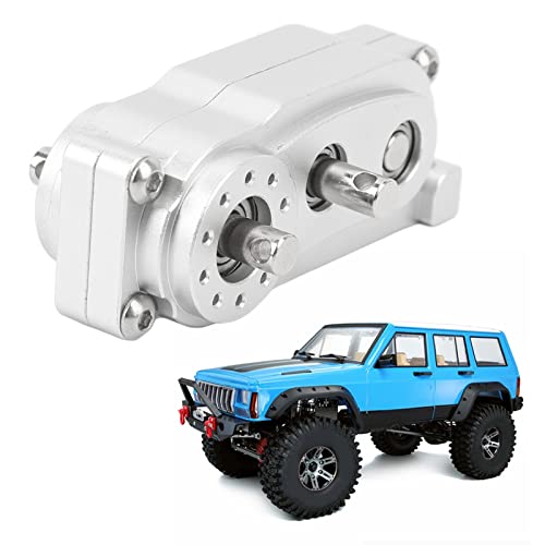 ZAWELYIO 2 Speed Gear Box Transfer Case for Axial SCX10 1/10 Scale Crawlers - 313mm WB CNC Machined with Dual Ratio Output (Silver) - color: Silver