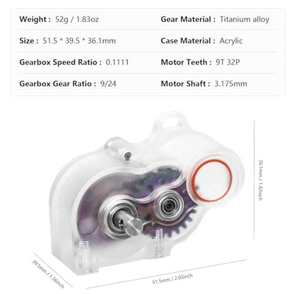 LCG Metal Transmission Gearbox with Motor Gear for SCX10 TRX4 RC4WD Capra 1/10 RC Crawler Upgrade Part (Transparent)