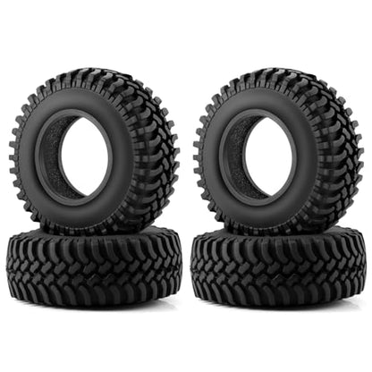RC Tires 1.9inch 4Pcs RC Rubber Wheel Tyre 100mm | With Foam Insert, For 1/10 Axial SCX10 TRX4 D90, RC Crawler Car