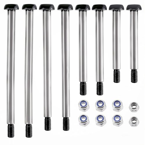 RC Lock-Nut Style Hinge Pins Set, Polished Steel 1144 Suspension Screw Pins Kit for 1/10 RC Truck & Crawler Upgrade (8PCS)