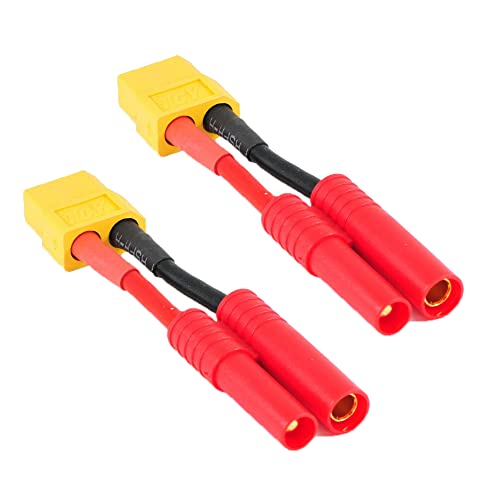 2pcs XT60 Plug Female Connector to HXT 4MM Banana Plug Bullet Male Female Connector Wired Adapter for RC Lipo Battery RedCat Racing and Exceed RC