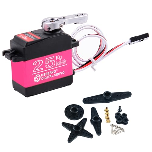 DS3225 25KG Digital Servo Motor 270 Degree High Torque Full Metal Gear RC Servo with 25T Servo Arm Horn IP66 Waterproof for 1/8 1/10 Baja RC Cars Crawler Buggy Truggy