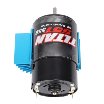 Keenso RC Car Motor, 550 Brushed Motor with Aluminum Copper Build and Blue Heat Sink, 1 8in Shaft Replacement for 1 10 RC Crawler for Axial SCX10 HPI JL 90046 (55T) - size: 55T