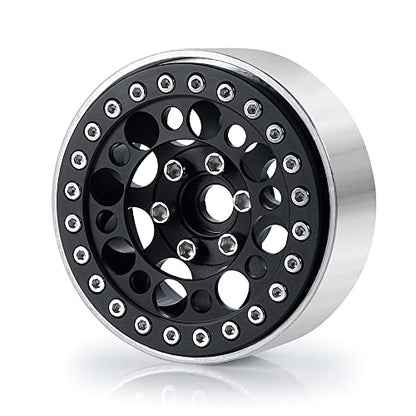 4pcs 2.2inch Aluminum RC Beadlock Wheel Replacement Ring for 1/10 RC Crawler Car 2.2" Wheels Rim (Black) - color: Black
