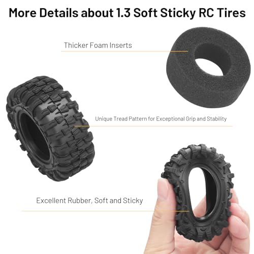 1.3 RC Tires, daitoku 65 * 25 * 33mm 1.3 Crawler Tires for SCX24 TRX4M AX24 1/18 1/24 RC Crawler - Style A - style: Style A