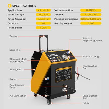 Walnut Blaster, with 23 Pcs Adapters & 5KG Walnut Blaster Kit for Carbon Cleaning, Automotive Engine System Intake Pipe Exhaust Valve Cleaning Machine, 1500W - size: 1500W Walnut Blaster