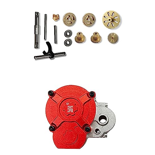 RC Climbing Car Metal Transmission Center Gearbox Transmission Case with Gear for FMS 1/24 FCX24 RC Crawler Upgrade Parts Accessories - color: Red Gearbox + Gear