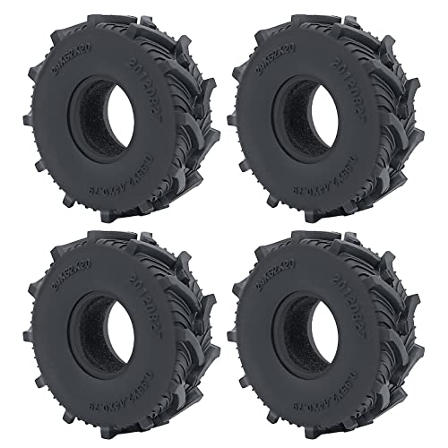 1.0inches Mud Tires 4pcs 62mm Rubber Crawler Wheel Tires for 1/18 TRX4M 1/24 Axial Scx24 Deadbolt C10 JLU CRC B-17 AXI00005 AXI00006 Upgrade - size: 62mm