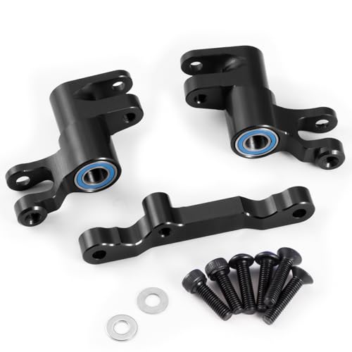 Black Front Steering Assembly for Tra-xxas 1/16 Mini Maxx Slash XRT | 4WD RTR Brushless Monster Truck RC Car Upgrades Parts Aluminum Bellcrank - color: Black