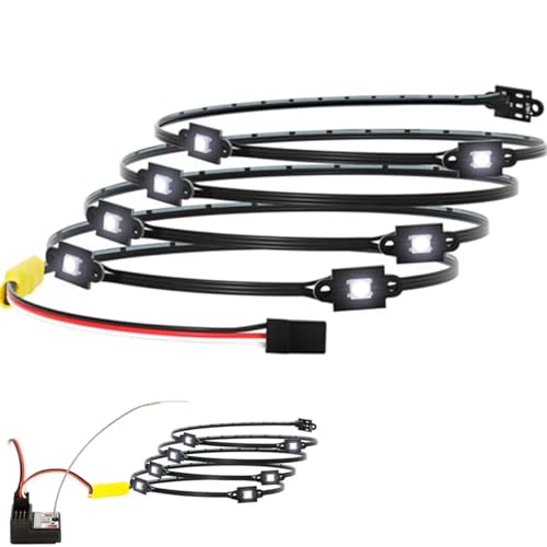 RC LED Rock Light Kit 8 Lamp Beads 8 Light Modes Chassis Light for 1/10 Bronco TRX4 1979 RC Crawler Upgrades Parts(Black)