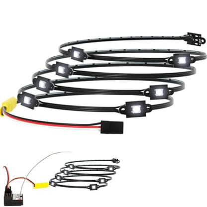 RC LED Rock Light Kit 8 Lamp Beads 8 Light Modes Chassis Light for 1/10 Bronco TRX4 1979 RC Crawler Upgrades Parts(Black)