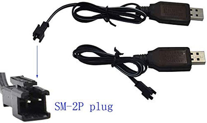 Blomiky 2 Pack SM-2P Ni-Cd or Ni-MH Battery Charger Cable for SY-E511 RC Excavator 4.8V NiCd or NiMH Battery 1:18 RC Car USB 4.8V 2