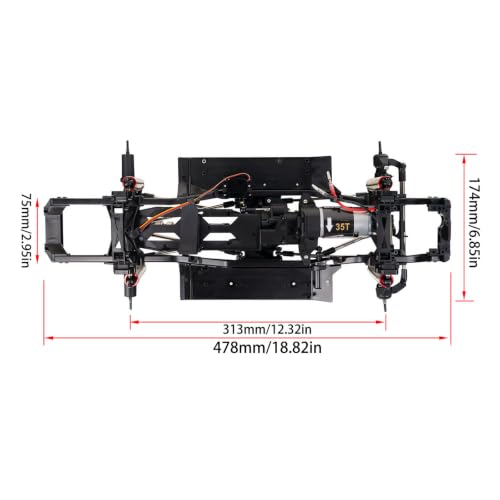 1/10 RC Crawler 313mm Chassis Kit, DIY Rolling Frame Assembly with 2-Speed Gearbox, 35T 550 Motor, Axles and Links for RC Crawler Build (Without Wheels)