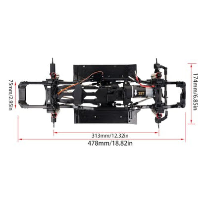 1/10 RC Crawler 313mm Chassis Kit, DIY Rolling Frame Assembly with 2-Speed Gearbox, 35T 550 Motor, Axles and Links for RC Crawler Build (Without Wheels)