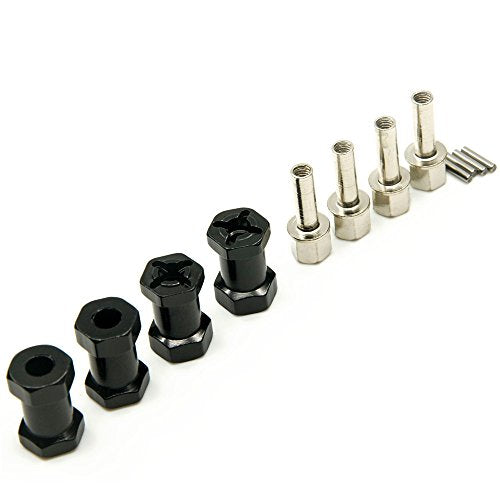 RC 12mm Wheel Hex Drive Hubs Combiner Coupler Aluminum 15mm/20mm/25mm/30mm Offset Extension Longer Combiner Drive Adapter for 1/10 Axial SCX10 Wraith RC Car Upgrade Parts (Black - 20mm) - color: Black - 20mm