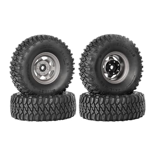 4PCS 1.55 Inch Aluminum Alloy Beadlock Wheel Rim Tyre and 95mm Rubber Tires Set for 1/10 RC Rock Crawler Car Upgrade Parts for Tamiya Axial AX90069 D90 TF2 CC01 LC70(6Spoke-Grey) - color: 6spoke-grey