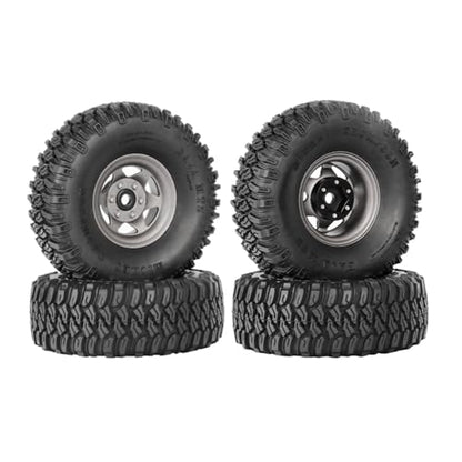 4PCS 1.55 Inch Aluminum Alloy Beadlock Wheel Rim Tyre and 95mm Rubber Tires Set for 1/10 RC Rock Crawler Car Upgrade Parts for Tamiya Axial AX90069 D90 TF2 CC01 LC70(6Spoke-Grey) - color: 6spoke-grey