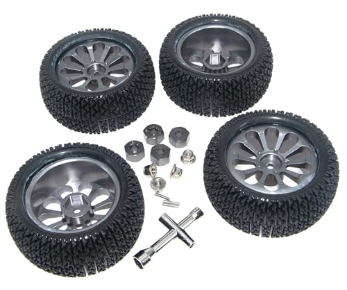 Wheel Rim Tire Compatible with 1/14 1/16 MJX Hyper Go Wltoys Upgrade 16207 16208 14210 Rc Car Aluminum Alloy 12mm Hex Adapter Part(Titanium) - color: Titanium