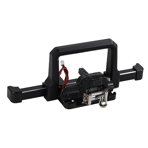 RC Car Front Bumper with Winch, Heavy Duty Aluminum Alloy Upgrade Part for Axial SCX10 II Crawler Accessories