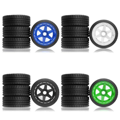 110mm OD 1/8 1/7 RC On Road Tires & Wheels 6-Spoke Rally Racing Wheels 17mm Hex for 1:8 1:7 Street Touring Drift Truck Car ARRMA Losi Kyosho VRX GT2 W10 Felony 6S BLX HPI WR8 4PCS (Black) - color: Black