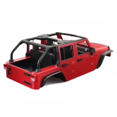 1/10 RC Jeep Wrangler Convertible Hard Shell Kit, for 1/10 RC Crawler TRX4 Axial SCX10 90046 90027 313 Wheelbase Shell Modification Accessories (Red) - color: Red
