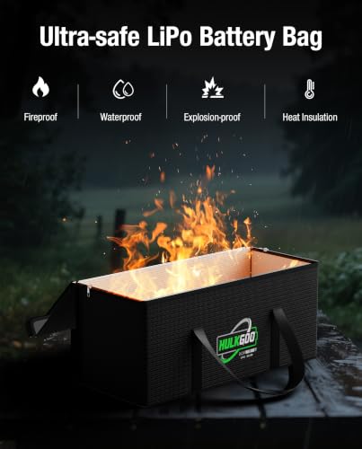 12V 200Ah LiFePO4 Lithium Battery Fireproof Safe Bag, Large Capacity Explosion-proof Lipo Battery Case for Charging & Storage, Waterproof Safe Box Compatible with LiTime & Renogy(22x9x9.4 Inches) - size: 22x9x9.4 Inches
