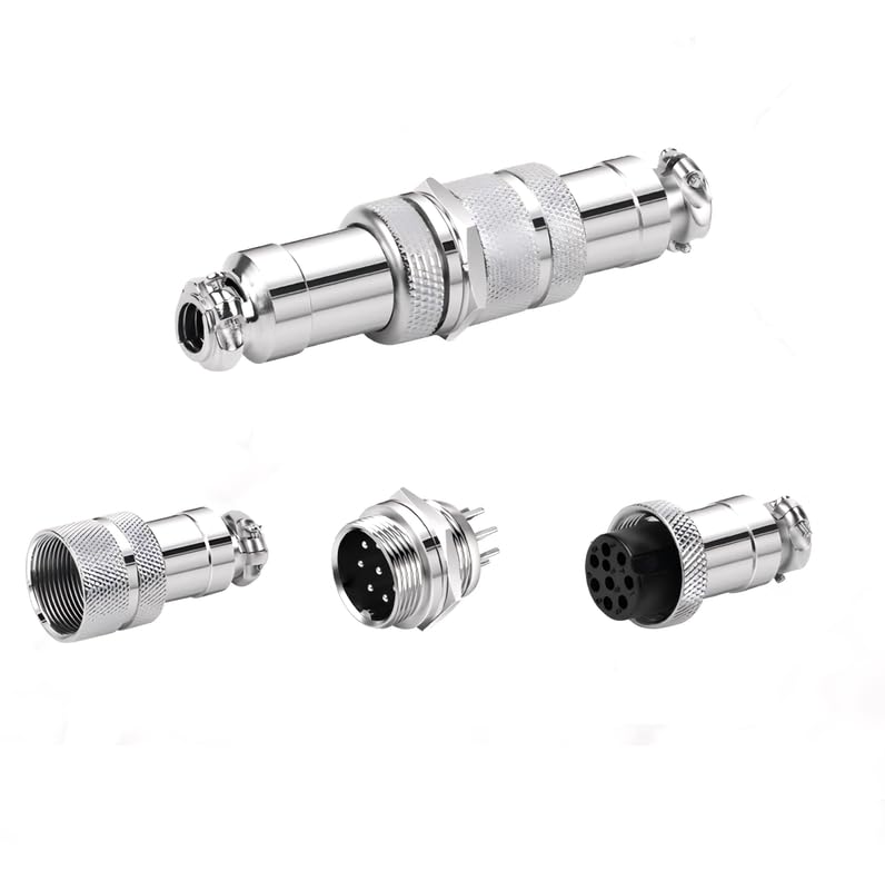 5Set GX16 9pin Male+Female Combination Aviation Plug Socket Connector,Panel Mounted Metal Circular Adapter Connector 4A/125V,16mm,Welded,for Electrical and Electronic Connections - size: 9Pin
