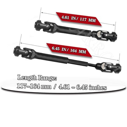 2PCS 117-164MM Universal Drive Shaft RC Upgrades for 1/10 SCX10 SCX10-II D90 Gen7 /Pro Rc 4WD GEN8 RC Crawler,RC Upgrade Parts Hop-Ups,Steel Full Metal Drive Shaft,Black (117-164 MM,2PCS) - size: 117-164 MM (4.61" to 6.45")