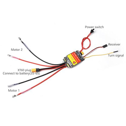 30A Bidirectional Brushed ESC 2-6S RC 30Ax2 Mixed Control ESC | Dual Way Electric Speed Controller for RC Tank Speed Difference Boat RC Cars Tracked Vehicles