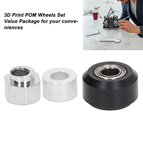 3D Printer POM Pulley Wheel Set Rubber Bearing Wheel Eccentric Spacer Round Column for 3D Printer(Black Pulley)