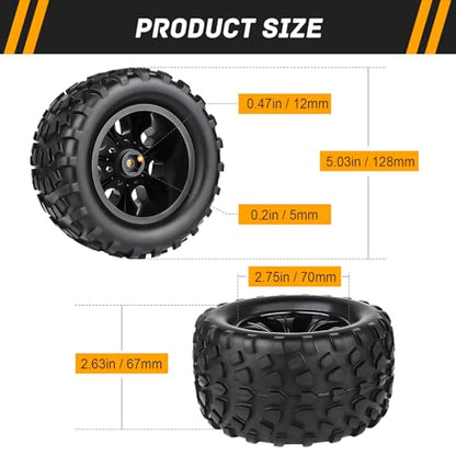 Pre-Glued 2.8 RC Monster Truck Tires and Wheels for 1/10 Arrma Granite Voltage MEGA 2WD 1/10 Granite 4X4 V3 3S BLX Mounted, Set of 4