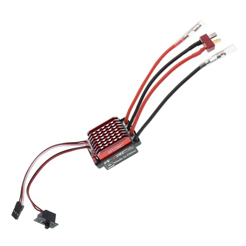 RC Car 60A Brushed ESC Electric Speed Controller 6V/2A BEC Compatible with Traxxas TRX4 TRX6 D90 HSP Tamiya Redcat Axial SCX10 HPI 4WD Truck 1/10 RC Truck Car Crawler (T-Plug Without Fan) - style: T Plug Without Fan