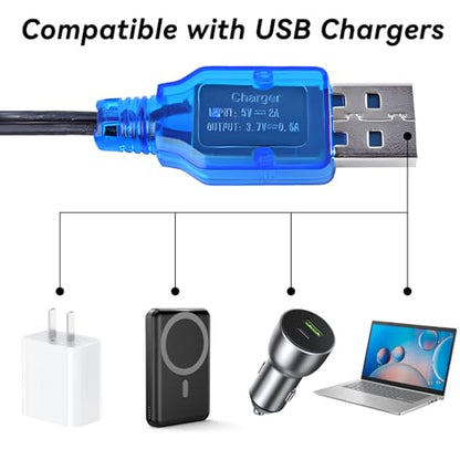 3.7V Lipo Battery Charger - 2 PCS 1S Lipo JST Charger Cable with USB JST 2 Pin Plug for RC Car Battery Remote Control Toys Airplane FPV Boat Tank Helicopter