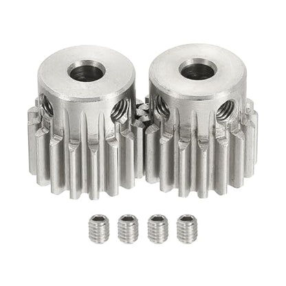 uxcell 2Pcs 1 Mod 17T Spur Gear 5mm Bore, 304 Stainless Steel Pinion Gear, 20°Pressure Angle, for Spur Rack and RC Model Car or Motor DIY(15mm) - size: 1 Mod 17T, 5mm x 15mm