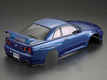 Killerbody 1/10 RC Painted Skyline GTR BNR34 195mm Touring Drift Car Body (Metallic-Blue) - color: Metallic-blue