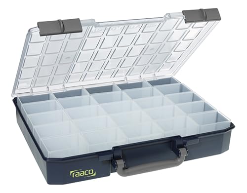 Raaco CarryLite 80 Small Parts Organizer, 25 Inserts | 3.2 Inch Height, Anti-Mix U-Profile Lid for Screws, Bolts & Nuts, Secure Sliding Lock, 25 Inserts, For workshop and garage - size: Deep-25 Inserts, style: Single Pack